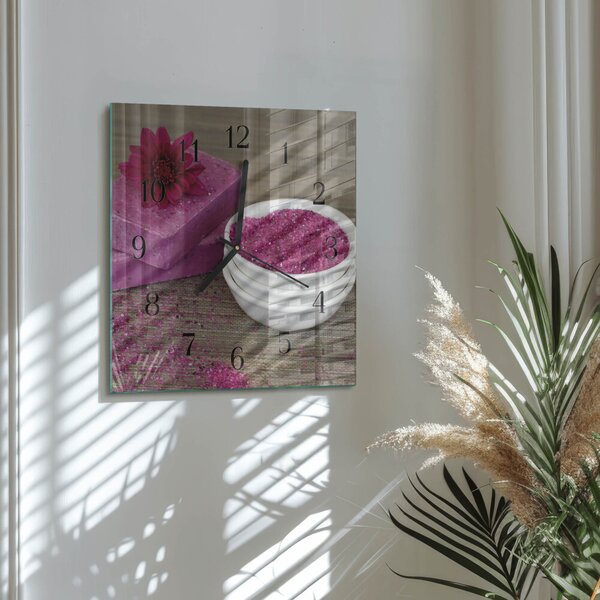 Skleněné hodiny na stěnu Květ zskc-30x30-00177810
