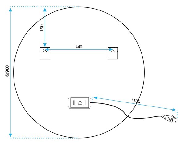 Rea Zrcadlo ⌀90 cm s vyhříváním a regulovatelným LED osvětlením HOM-05494, kartáčovaná měď