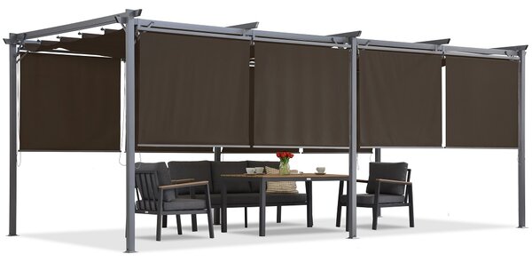 Hnědá terasová pergola s roletami La Palma 3x6 Garden Point