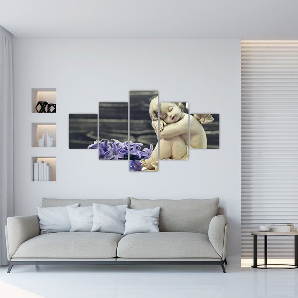 Obraz andílka s květinou (125x70 cm)