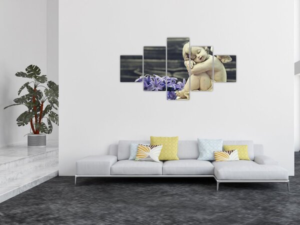 Obraz andílka s květinou (125x70 cm)