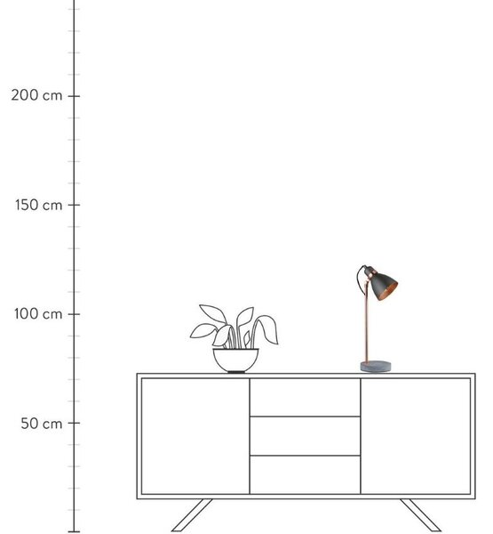 Černá kovová stolní lampa Somcasa Grisel 56 cm