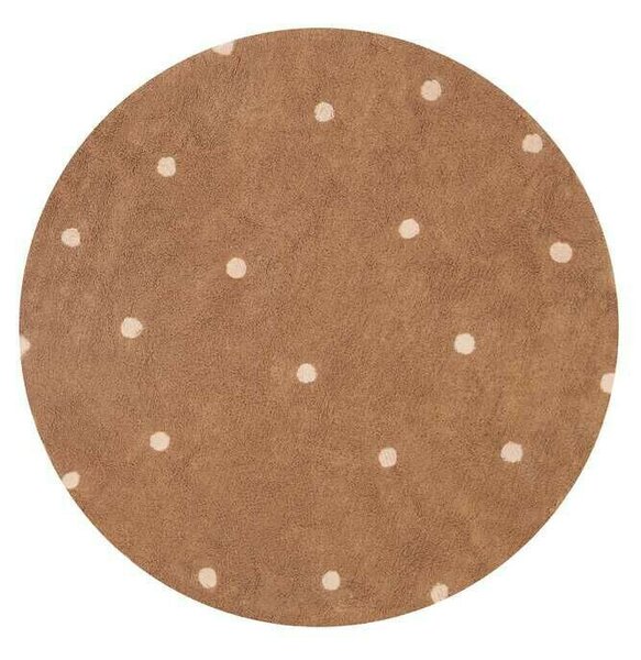 Lorena Canals, Kusový koberec Dot Chestnut kruh, 140x140, hnědá, dětský pokoj