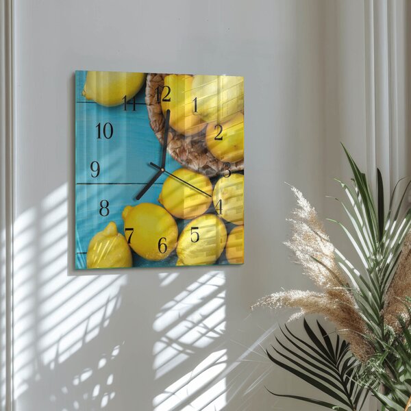 Skleněné hodiny na stěnu Citrony zskc-30x30-00180823