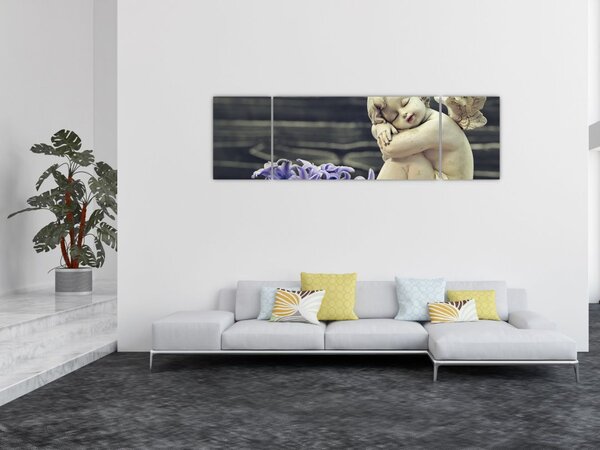 Obraz andílka s květinou (170x50 cm)