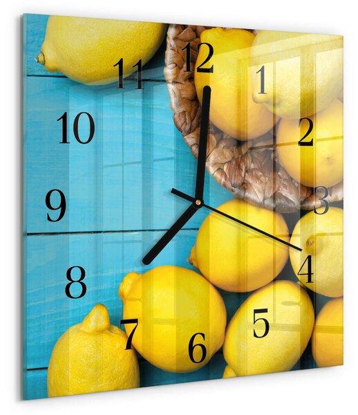 Skleněné hodiny na stěnu Citrony zskc-30x30-00180823