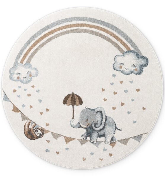 Villeroy & Boch, Dětský kusový koberec Villeroy & Boch Boho Kids 106304 Cream Multicolor kruh, 160x160 (průměr) kruh, bílá, vícebarevná, dětský pokoj