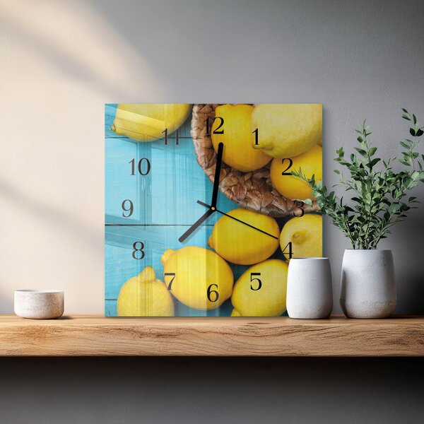 Skleněné hodiny na stěnu Citrony zskc-30x30-00180823