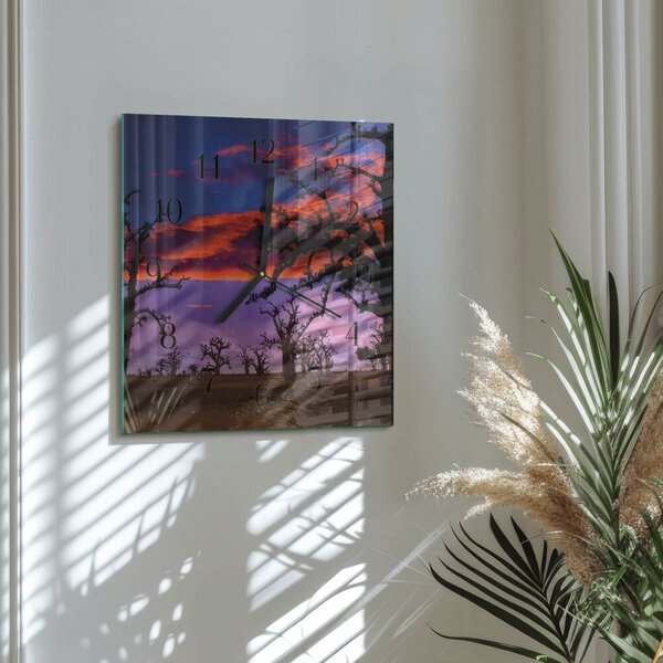 Skleněné hodiny na stěnu Stromy zskc-30x30-00178415