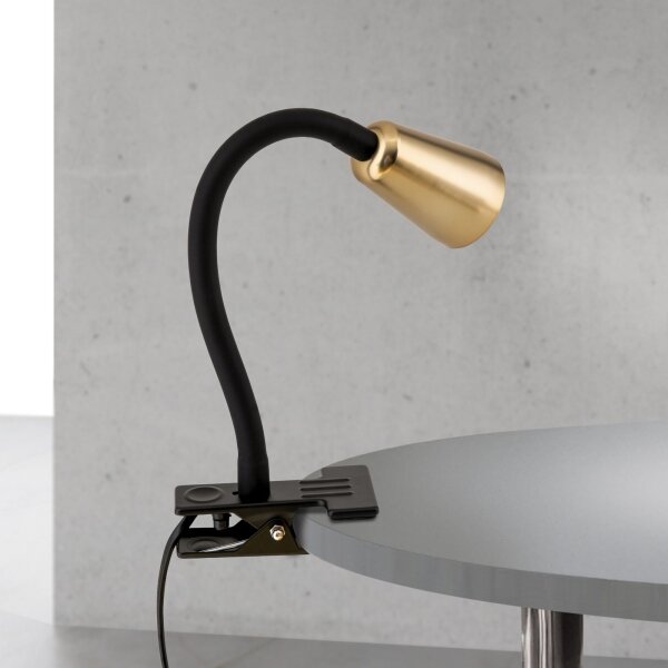 Orion - Flexibilní stolní lampa s klipem DOTTY 1xGU10/10W/230V mosaz/černá