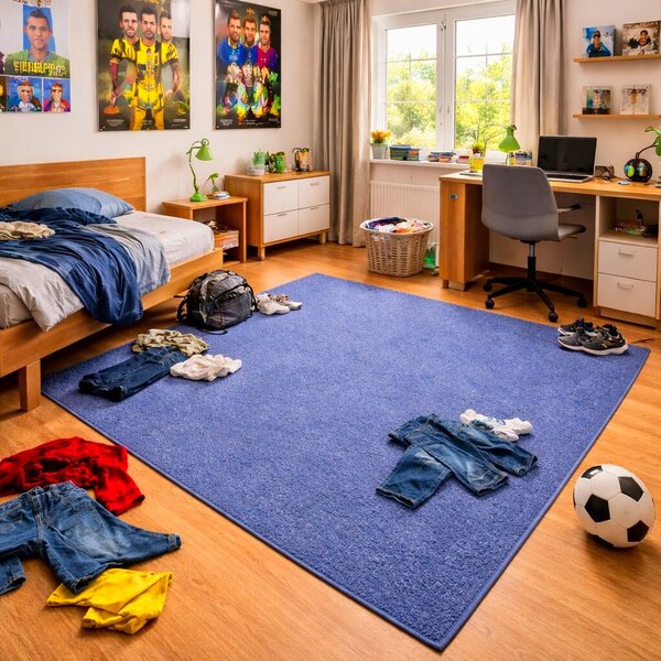 Vopi, Kusový koberec Eton modrý 82 čtverec, 60x60, modrá, obývací pokoj