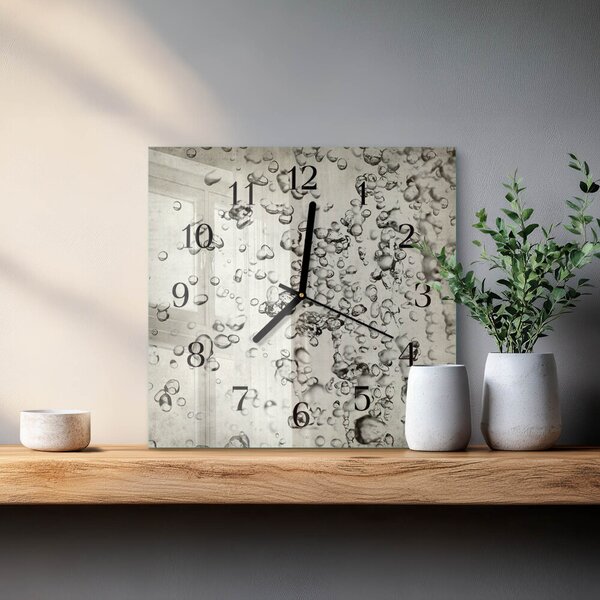 Skleněné hodiny na stěnu Kapky zskc-30x30-00178732