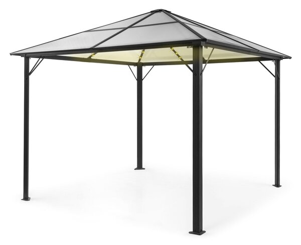 Blumfeldt Pantheon Solid Sky Ambient Solar, pavilon s šedou střechou, 3 × 3 m, polykarbonát, hliník