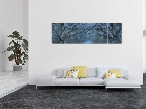 Obraz lesa v mlze (170x50 cm)