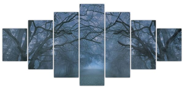 Obraz lesa v mlze (210x100 cm)