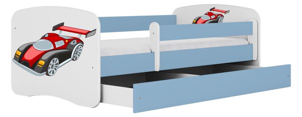 Kocot kids Dětská postel Babydreams závodní auto modrá, varianta 70x140, bez šuplíků, s matrací