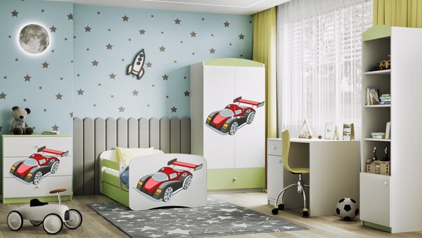 Kocot kids Dětská postel Babydreams závodní auto zelená, varianta 70x140, bez šuplíků, bez matrace