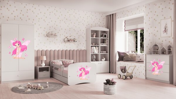 Kocot kids Dětská postel Babydreams víla s motýlky bílá, varianta 70x140, bez šuplíků, bez matrace