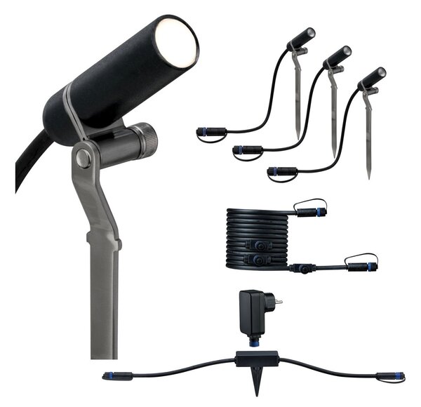 P 5029 Plug & Shine set Smart Home Zigbee 3.0 LED bodové zahradní světlo Plantini IP65 3000K 3x2W 21VA antracit - PAULMANN