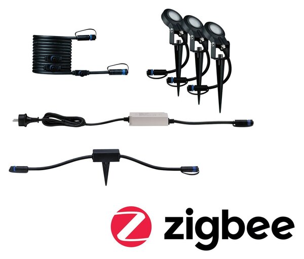 P 5028 Plug & Shine set Smart Home Zigbee 3.0 LED bodové zahradní světlo Sting IP67 3000K 3x6W 75VA antracit - PAULMANN