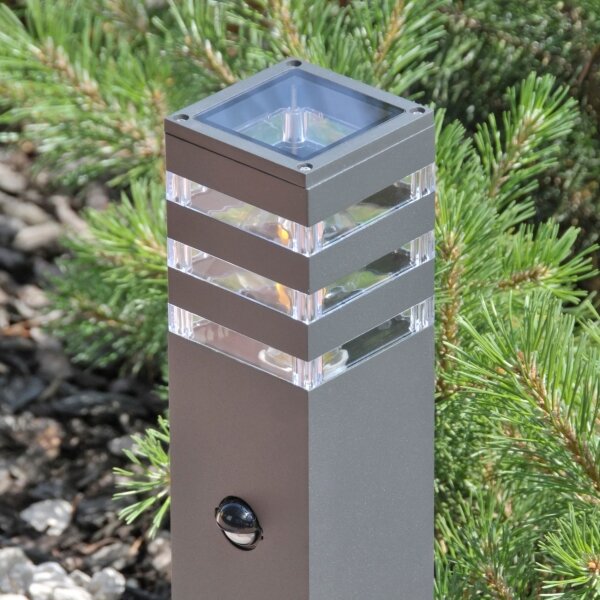 Venkovní lampa se senzorem TEKSAS 1xE27/12W/230V IP44 74 cm antracit