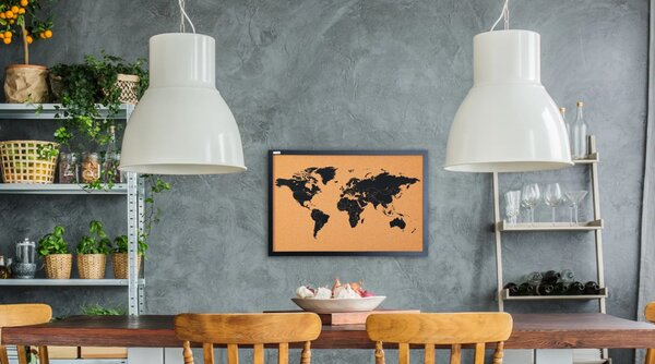 ALLboards korková nástěnka mapa světa 60 x 40 cm,TK64_MBK