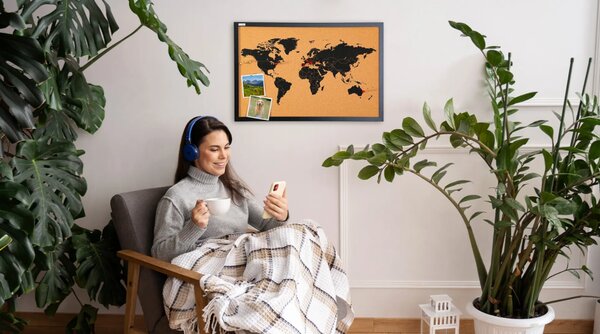 ALLboards korková nástěnka mapa světa 60 x 40 cm,TK64_MBK