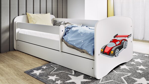 Kocot kids Dětská postel Babydreams závodní auto bílá, varianta 70x140, bez šuplíků, bez matrace