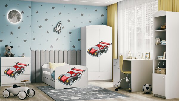 Kocot kids Dětská postel Babydreams závodní auto bílá, varianta 70x140, bez šuplíků, bez matrace
