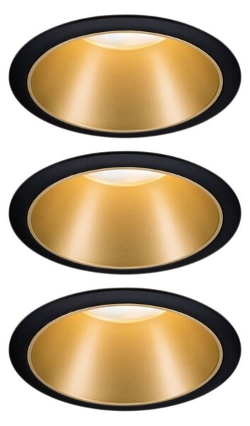 P 5146 Smart Home Zigbee set Smart Home Zigbee 3.0 vestavné svítidlo Cole + Zigbee Coin IP44 kruhové 88mm 3x6W 230V stmívatelné 2700K černá/zlatá mat - PAULMANN