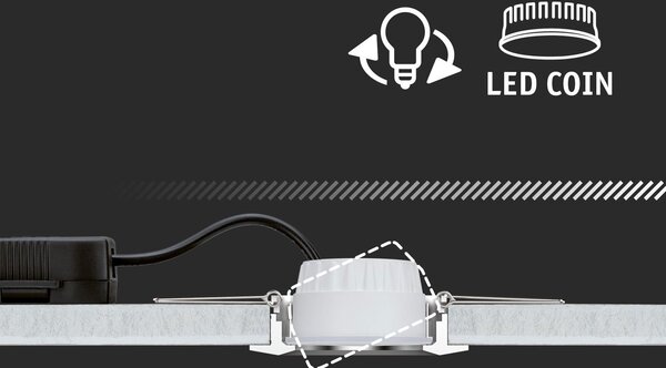 P 5140 Smart Home Zigbee set Smart Home Zigbee 3.0 vestavné svítidlo Nova Coin + Zigbee Cephei výklopné kruhové 84mm 50° Coin 3x6W 230V 2700K bílá mat - PAULMANN