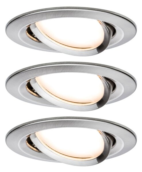 P 5141 Smart Home Zigbee set Smart Home Zigbee 3.0 vestavné svítidlo Nova Coin + Zigbee Cephei výklopné kruhové 84mm 50° Coin 3x6W 230V 2700K kov kartáčovaný - PAULMANN