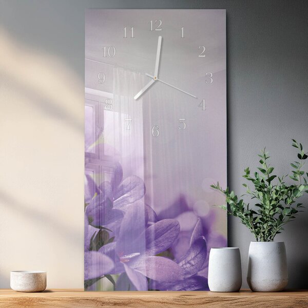 Skleněné hodiny vertikální Květ zsppb-30x60-00080587