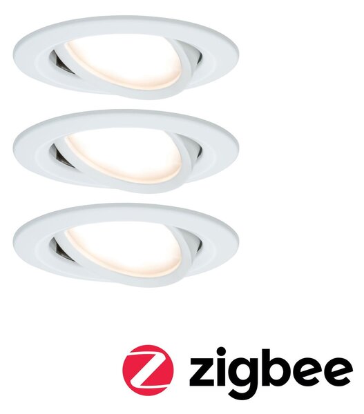 P 5140 Smart Home Zigbee set Smart Home Zigbee 3.0 vestavné svítidlo Nova Coin + Zigbee Cephei výklopné kruhové 84mm 50° Coin 3x6W 230V 2700K bílá mat - PAULMANN