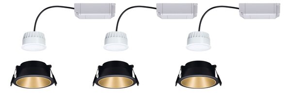 P 5146 Smart Home Zigbee set Smart Home Zigbee 3.0 vestavné svítidlo Cole + Zigbee Coin IP44 kruhové 88mm 3x6W 230V stmívatelné 2700K černá/zlatá mat - PAULMANN