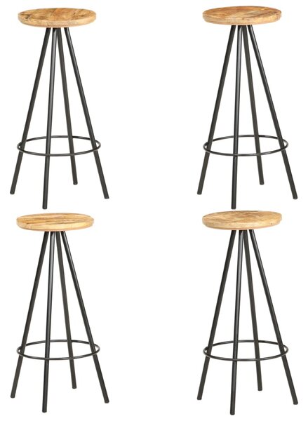 Barové stoličky Gllosy - 4 ks | hrubé mangovníkové dřevo