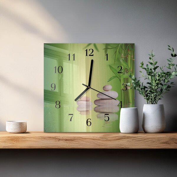 Skleněné hodiny na stěnu Zenové kameny zskc-30x30-00183222