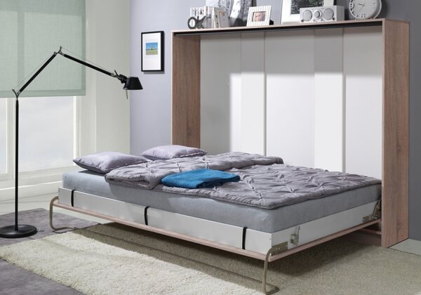 Stolwit sklopná postel do skříně, vodorovná + šíře lůžka: 140 cm, barevné provedení: hikora