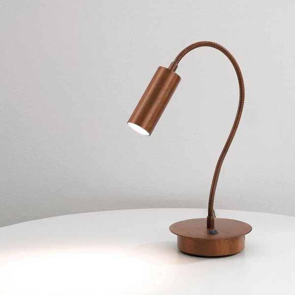 Cremasco Stolní lampa 7538, leštěné dřevo, nastavitelná, GU4-MR11, Tmavé dřevo, Obývací pokoj / jídelna, Mosaz, Moderní