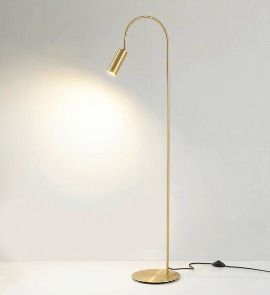 Cremasco Stojací lampa 7539, satinovaný mosaz, GU10, Mosaz / zlato, Obývací pokoj / jídelna, Mosaz, Moderní