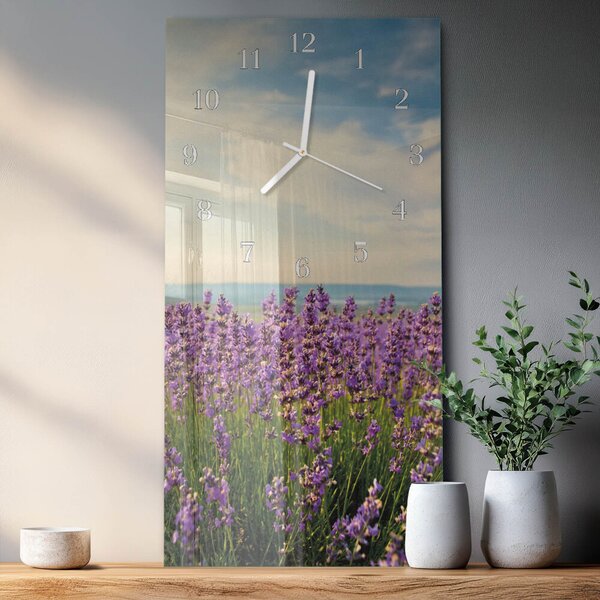 Skleněné hodiny vertikální Květiny zsppb-30x60-00079433