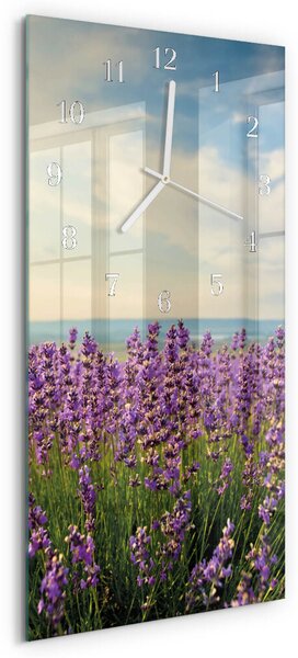 Skleněné hodiny vertikální Květiny zsppb-30x60-00079433