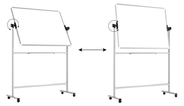 Mobilní tabule TM Idea, oboustranná, otočná, za sucha stíratelná, magnetická, 120x90 cm – řada FLEX