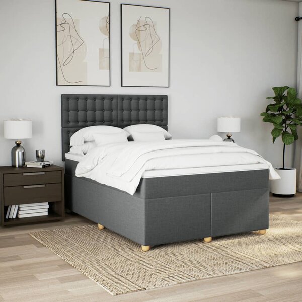 Box spring postel s matrací tmavě šedý 140 x 190 cm textil 3291290