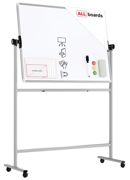 Mobilní tabule TM Idea, oboustranná, otočná, za sucha stíratelná, magnetická, 120x90 cm – řada FLEX