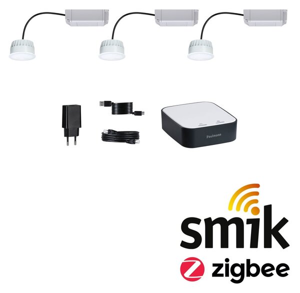P 5182 Startovací sada Smart Home smik Gateway + 3x LED Modul vestavné svítidlo RGBW - PAULMANN