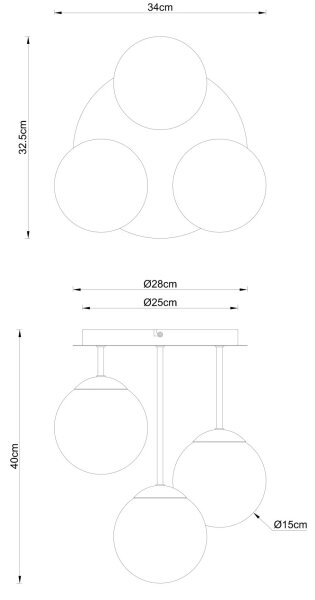Globo 47441-3CH - Přisazený lustr HARMON 3xE14/25W/230V mosaz