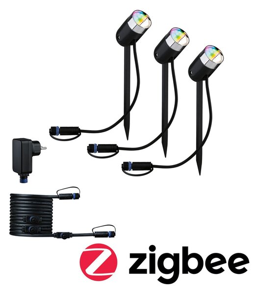 P 5183 Plug & Shine startovací sada Smart Home smik Gateway + LED bodové zahradní světlo Pike základní sada RGBW+ - PAULMANN
