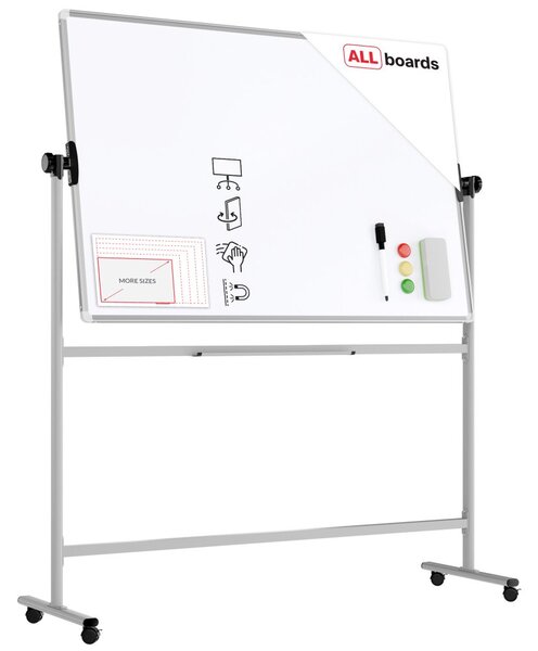 Mobilní tabule TM Idea, oboustranná, otočná, za sucha stíratelná, magnetická, 150x100 cm – řada FLEX