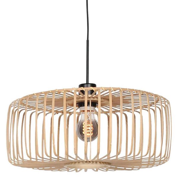 Steinhauer Závěsné světlo Sparkled Light, černá/přírodní bambus, Ø 50 cm, stmívatelný, Černá, Obývací pokoj / jídelna, Bambus